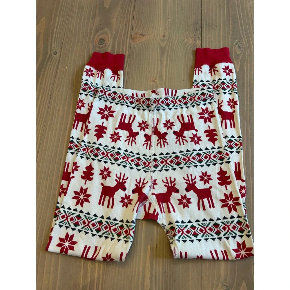 Cc29 Hanna Andersson Kids Reindeer Fair Isle Organic Cotton Pajamas Set Red 140
